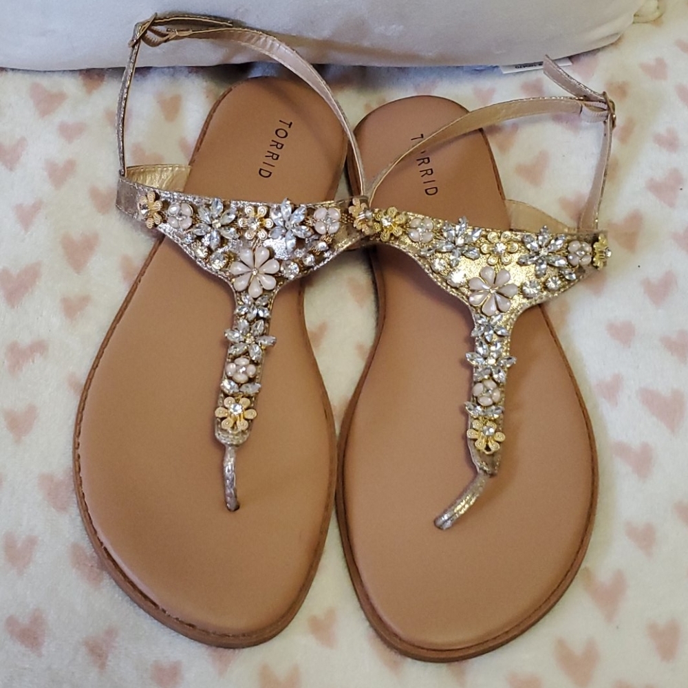 Torrid gold slingback sandals with embellishment